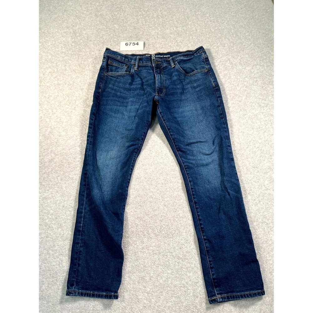 Mutual Weave The Slim Jeans Mens 36x29 Blue Denim Cotton Stretch Medium Wash
